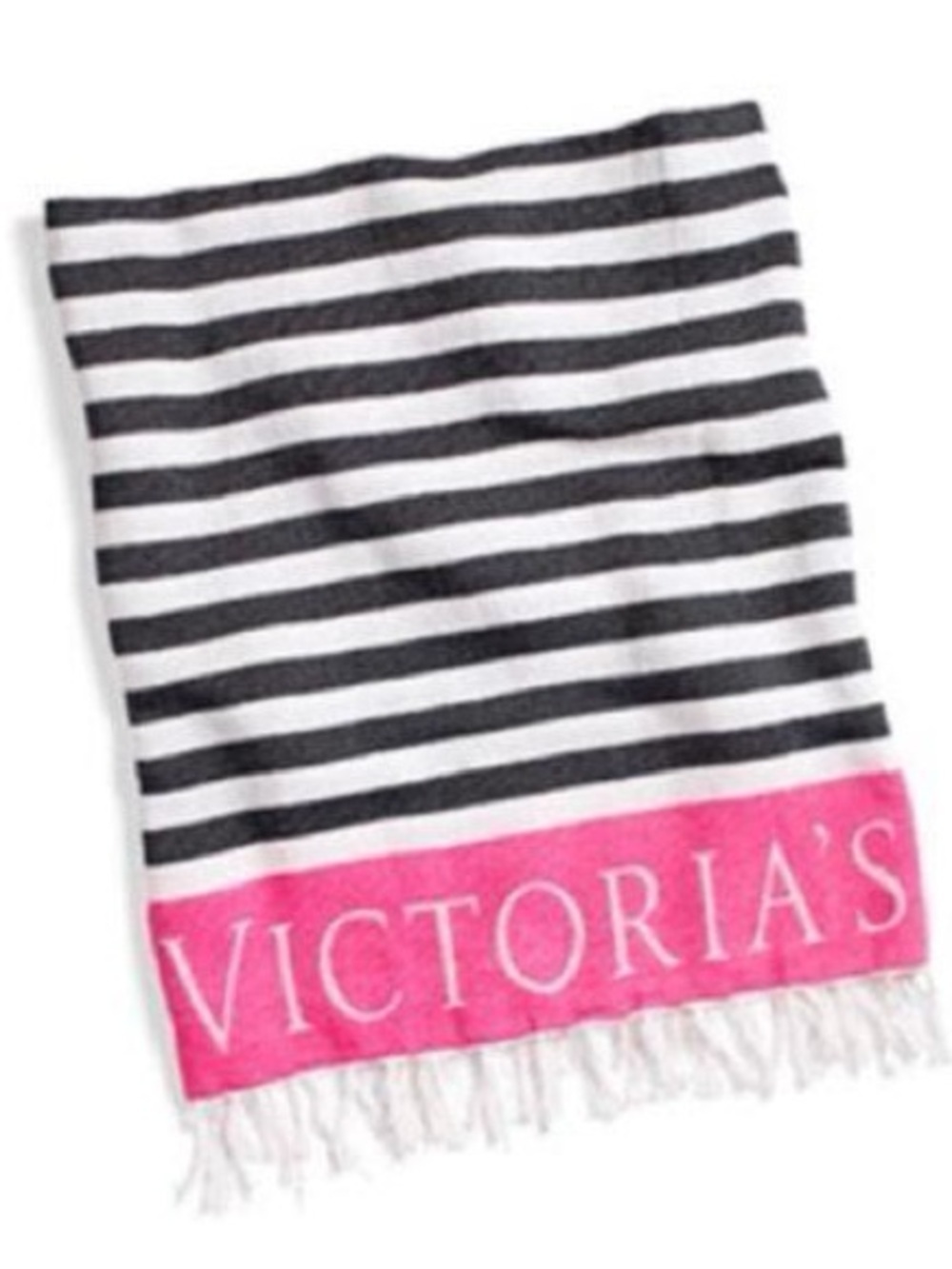 Victoria's Secret Black & White Striped Knit Throw Blanket